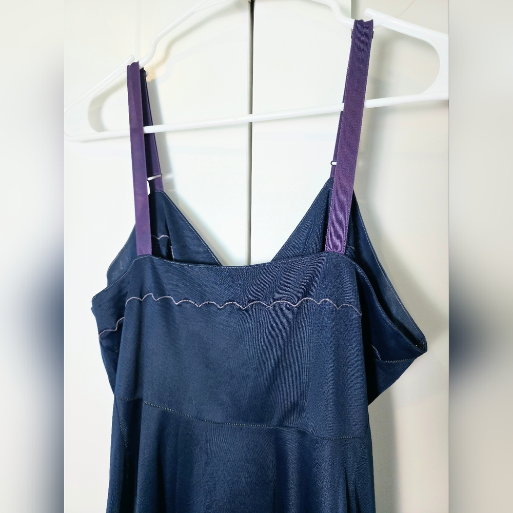 Movie Star Womens Vintage Lingerie Size 36 Navy Blue Sheer Babydoll Slip Dress - Picture 4 of 6